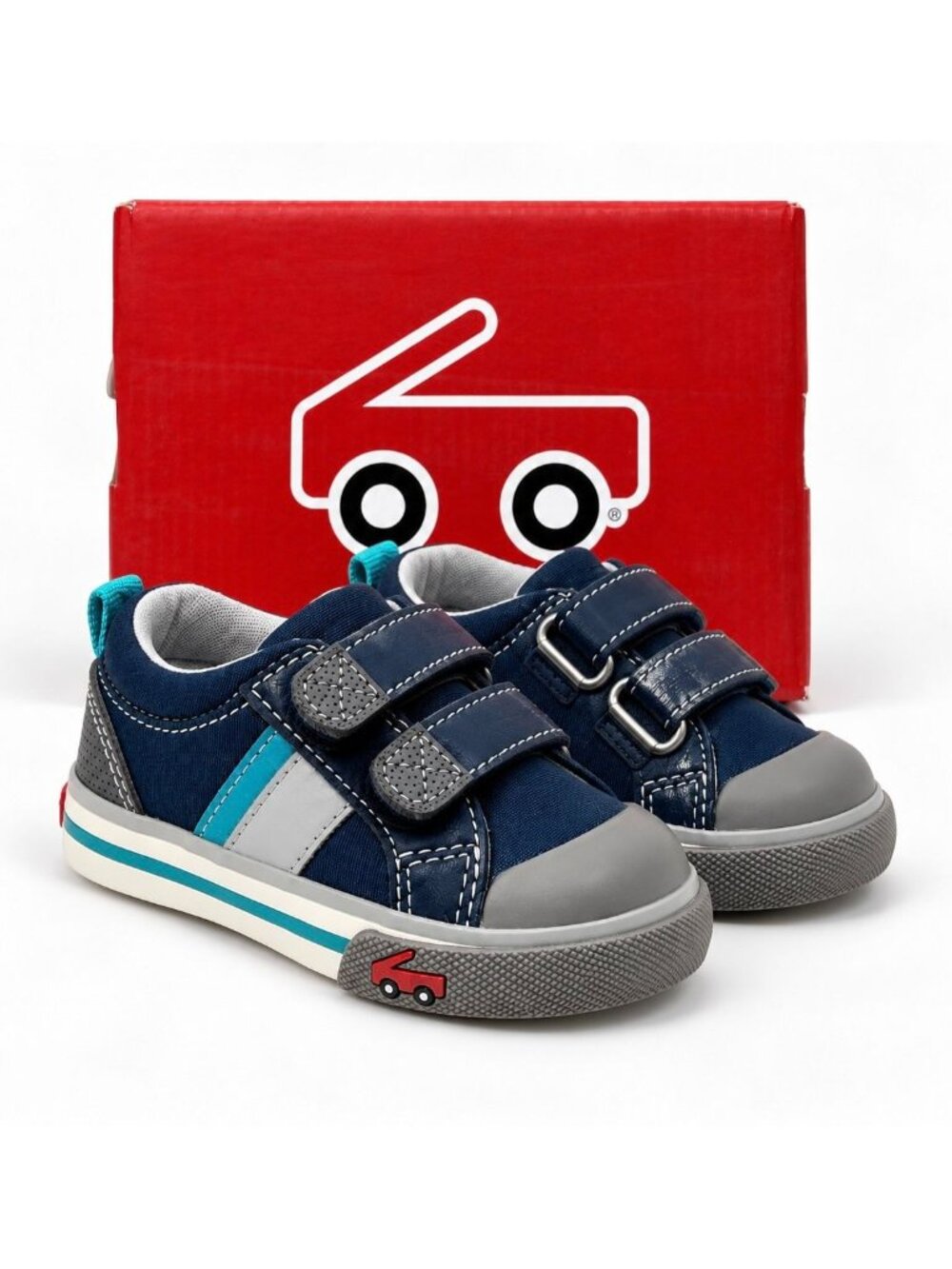 Toddler Boys Sneakers Size 5 Navy Teal Easy Straps See Kai Run Russell